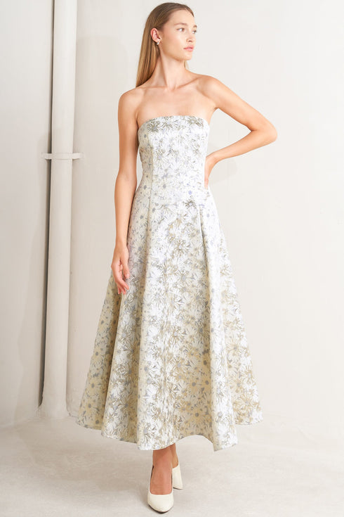 pastel-bloom-woven-jacquard-midi-dress Flying Tomato - Sophia's StyleDRESSES-1